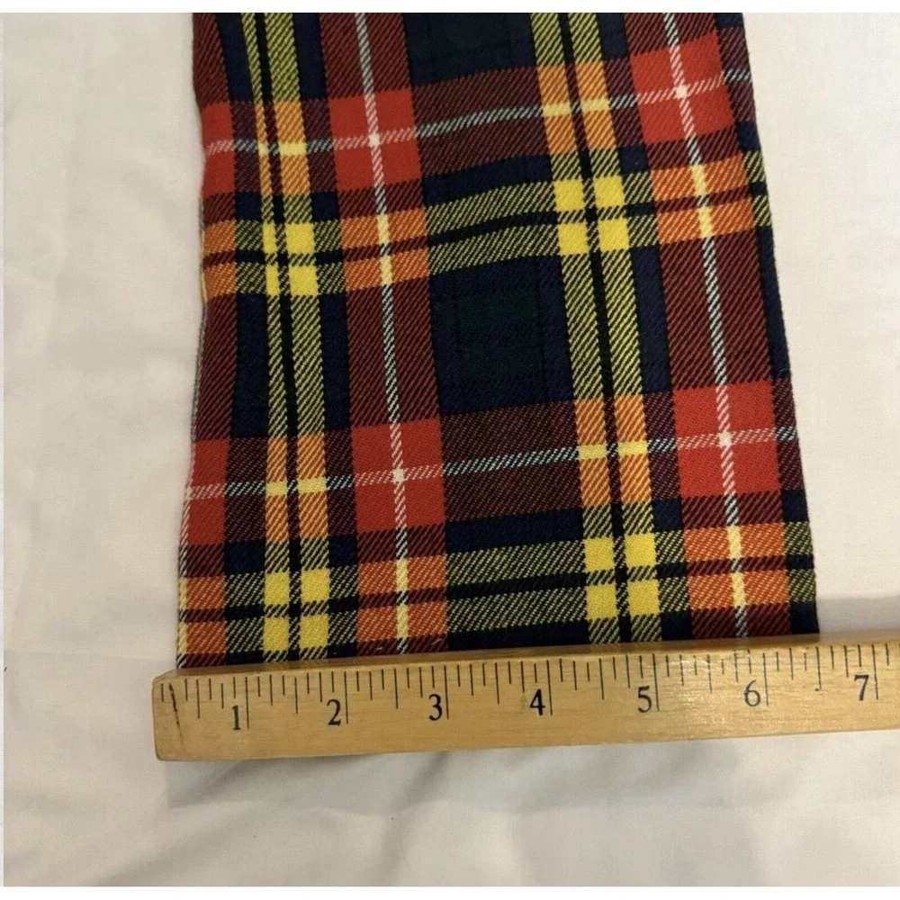 Saks Fifth Avenue Kids Plaid Pants Wool Blend 70s Groovy Fall Red Yellow Holiday